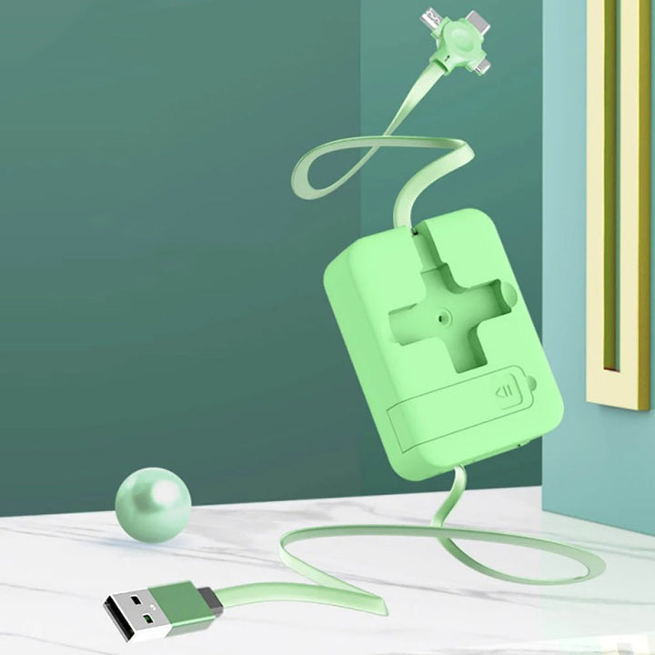 Universell 3-i-1 Teleskopisk Ladekabel med Telefonholder