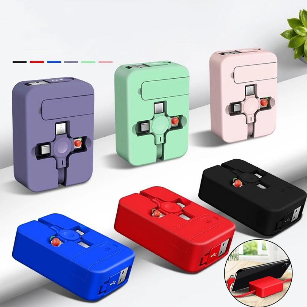 Universell 3-i-1 Teleskopisk Ladekabel med Telefonholder
