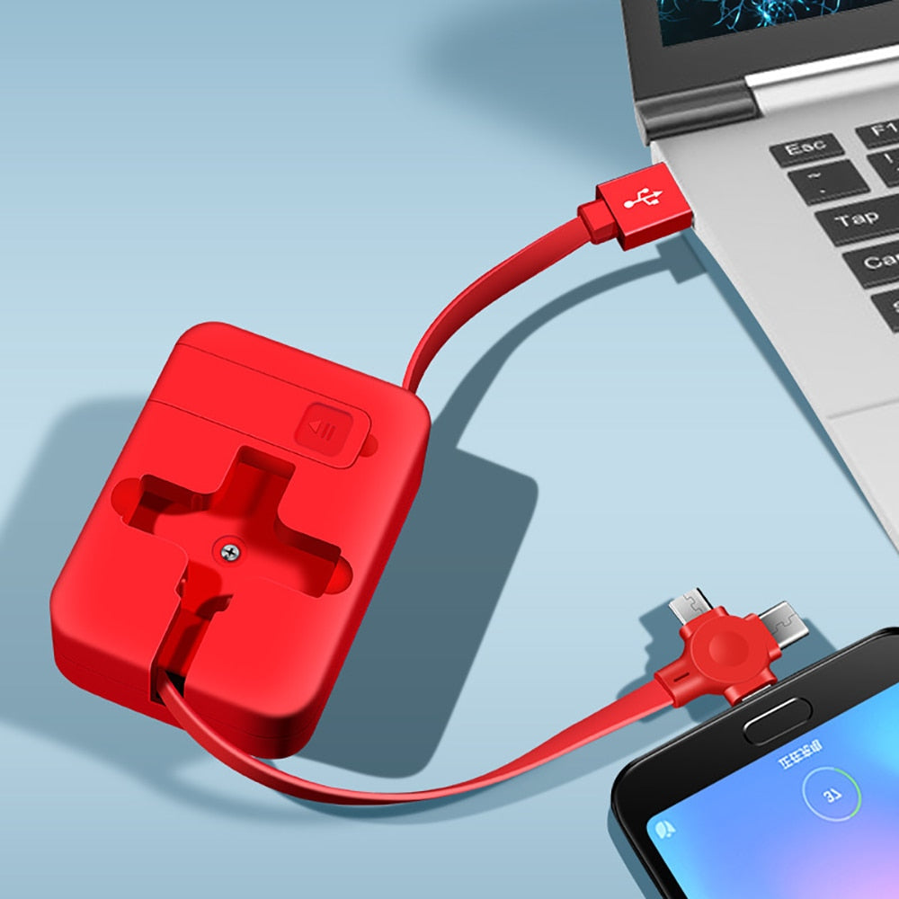 Universell 3-i-1 Teleskopisk Ladekabel med Telefonholder