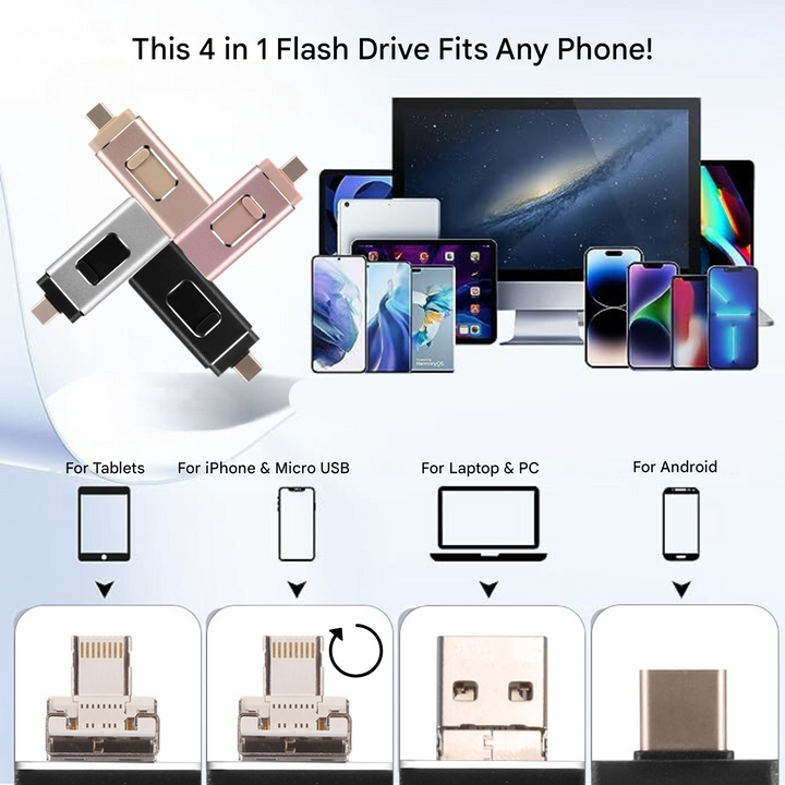 Universell 4-i-1 Flashdrive för Snabb Filoverföring