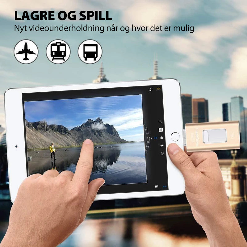 USB-minnepinne för iPhone, iPad och Android - Snabb sikkerhetskopi