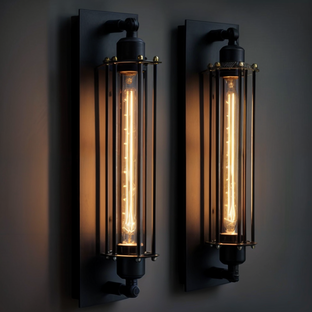 Vintage Industriell Vägglampa – Retro Metallbur Design