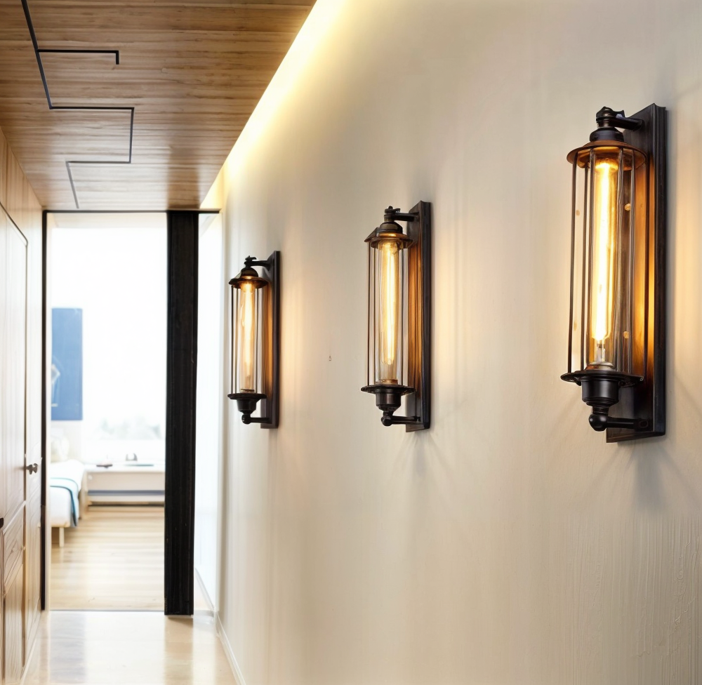 Vintage Industriell Vägglampa – Retro Metallbur Design