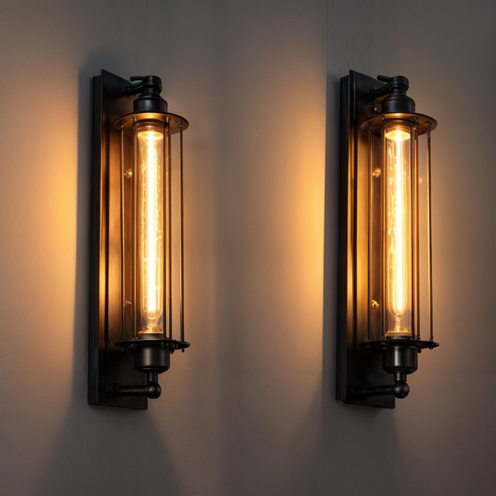 Vintage Industriell Vägglampa – Retro Metallbur Design