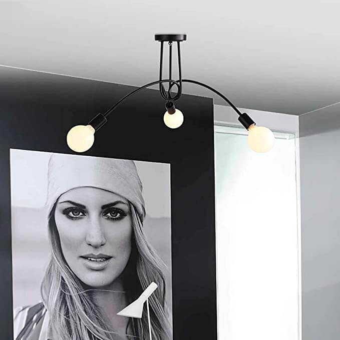 Vintage Sputnik Taklampa med Trä Ljus